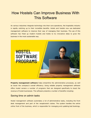 Improve Hostel Business With The Software Programs