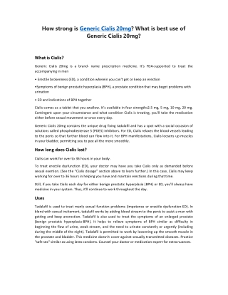 Generic Cialis 20mg