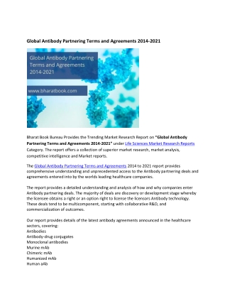 Global Antibody Partnering Terms and Agreements 2014-2021