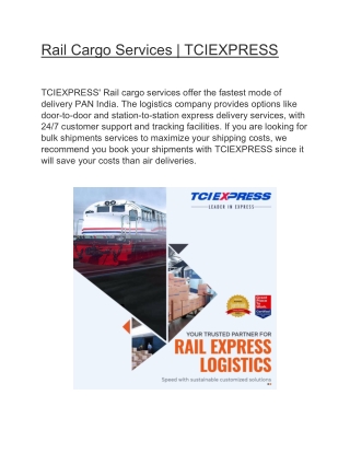 Rail Cargo Services | TCIEXPRESS