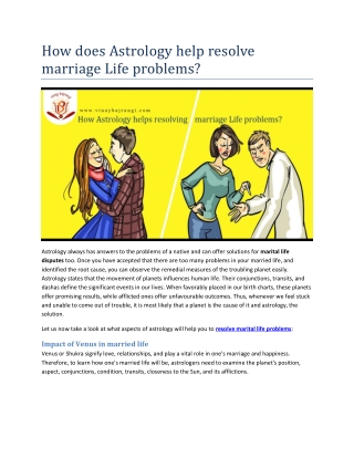 How Astrology helps resolving marriage Life problems