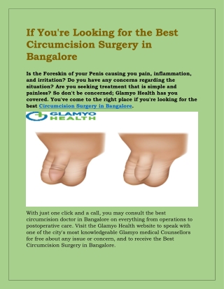 If You're Looking for the Best Circumcision Surgery in Bangalore