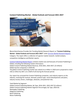 Global Content Publishing Market Research Report 2021-2027