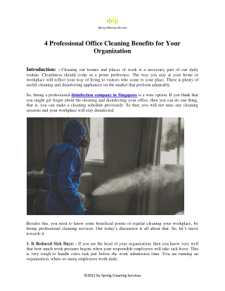 4 Professional Office Cleaning Benefits for Your Organization