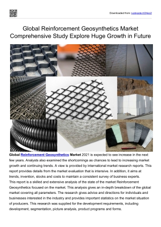 Global Reinforcement Geosynthetics Market 2021-2027 | IMR Market Reports