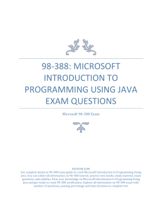 98-388: Microsoft Introduction to Programming Using Java Exam Questions