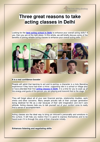 Best Acting School in Delhi