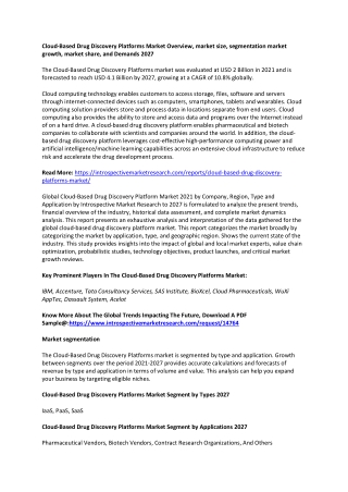 Cloud-Based Drug Discovery Platforms Market Overview, market size, segmentation