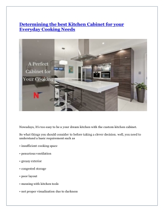 Determining the best Kitchen Cabinet for your Everyday Cooking Needs