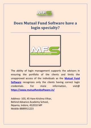 Does Mutual Fund Software have a login specialty