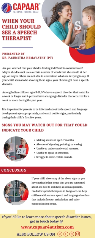 When your child should see a speech therapist in Hulimavu, Bangalore - CAPAAR