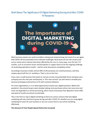 The Significance Of Digital Marketing During And After COVID-19 Pandemic