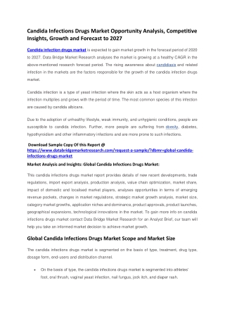 Candida Infections Drugs Market Opportunity Analysis, Competitive Insights, Grow