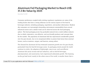 Aluminum Foil Packaging Market to Reach US$ 31.5 Bn Value by 2025