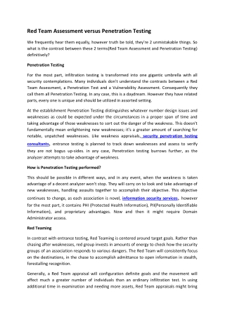 Red Team Assessment versus Penetration Testing