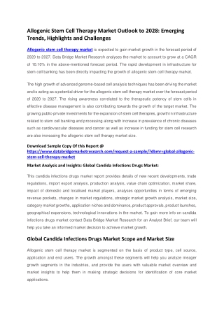 Allogenic Stem Cell Therapy Market Outlook to 2028
