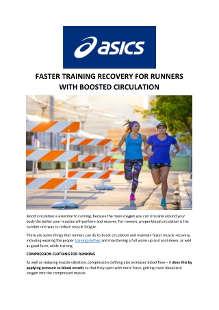 FASTER TRAINING RECOVERY FOR RUNNERS WITH BOOSTED CIRCULATION