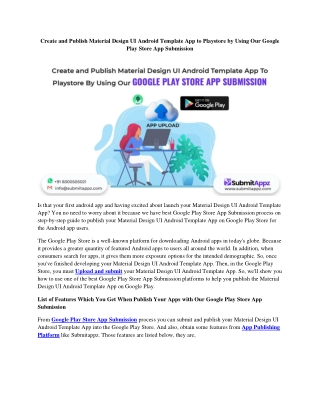Create and Publish Material Design UI Android Template App To Playstore By Using Our Google Play Store App Submission