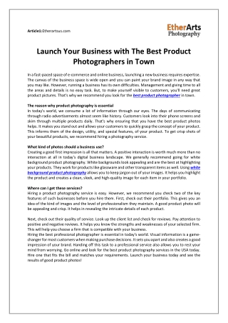 Launch your business with the best product photographers in town