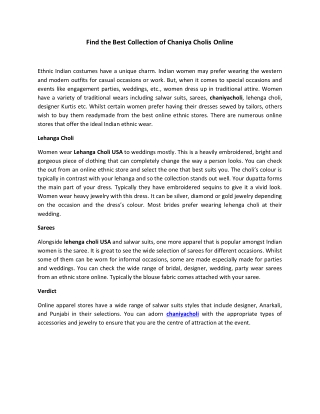 Find the Best Collection of Chaniya Cholis Online