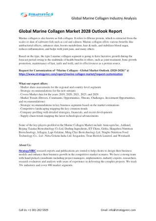 Global Marine Collagen Market Drivers, Opportunities, Developments, Revenue
