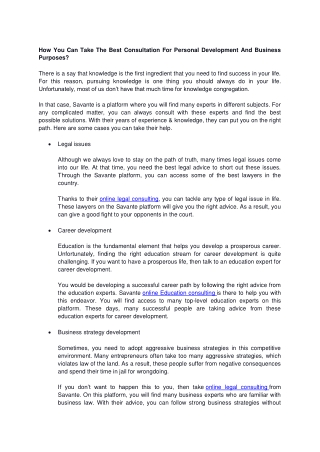 How You Can Take The Best Consultation For Personal Development And Business Pur