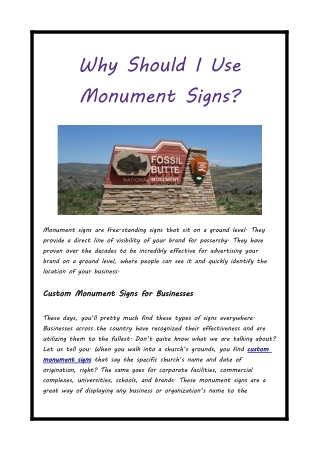 Why Should I Use Monument Signs