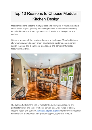 Top 10 Reasons to Choose Modular Kitchen Design