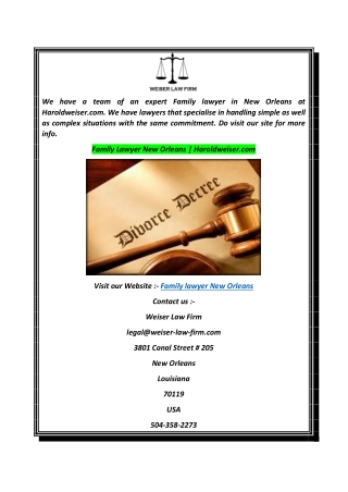 Family Lawyer New Orleans  Haroldweiser.com