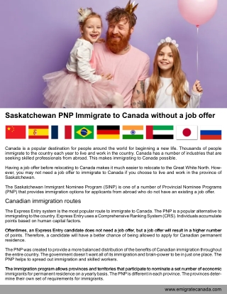 Saskatchewan-PNP-Immigrate-to-Canada-without-a-job-offer-Information