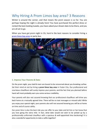 Why hiring a prom limos bay area