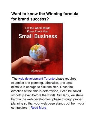 Want to know the Winning formula for brand success