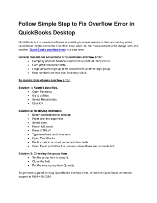 Quickbooks overflow error