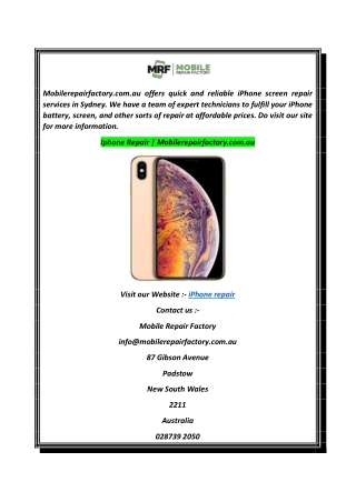 Iphone Repair  Mobilerepairfactory.com.au