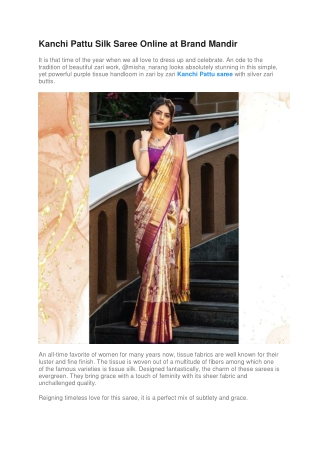 Kanchi Pattu Silk Saree Online at Brand Mandir