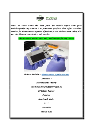Iphone Screen Repairs Near Me  Mobilerepairfactory.com.au