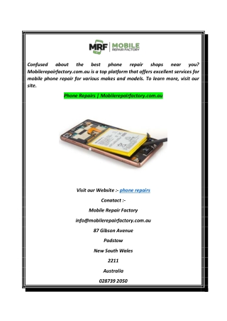 Phone Repairs  Mobilerepairfactory.com.au