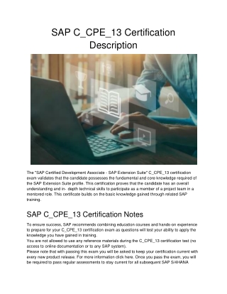 SAP C_CPE_13 Certification Description