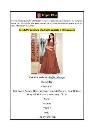 Buy Ruffle Lehenga Choli with Dupatta  Ethnicplus.in