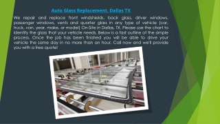 Auto Glass Replacement Dallas, TX