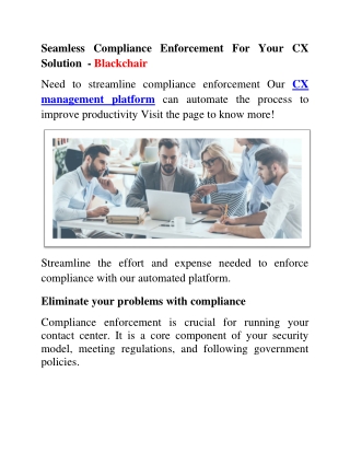 Seamless Compliance Enforcement For Your CX Solution  - Blackchair