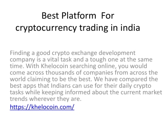 Best Platform  For cryptocurrency trading in india