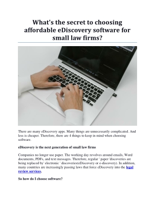 What the secret to choosing affordable eDiscovery software for small law firms
