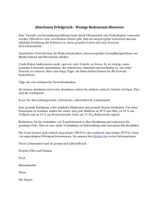 Abnehmen Richtig - Wenige Wichtig Tipps