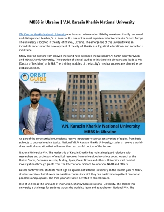 MBBS in Ukraine - V.N. Karazin Kharkiv National University