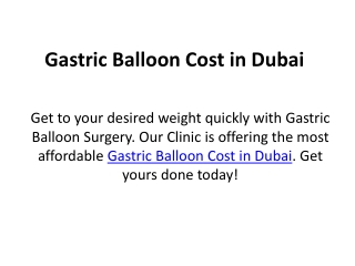 Gastric Balloon Cost in Dubai