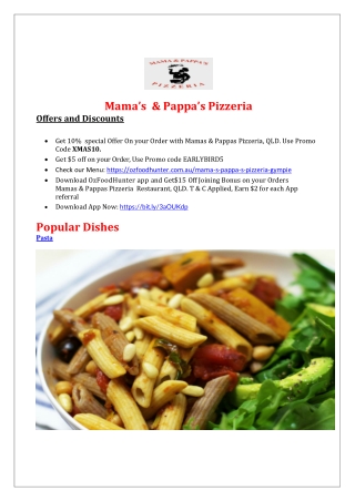 10%  off - Mama's & Pappa's Pizzeria Gympie Menu, QLD
