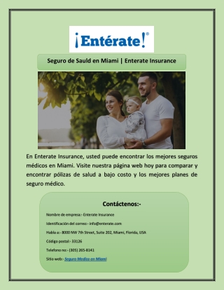 Seguro de Sauld en Miami | Enterate Insurance