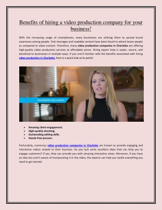 Benefits of hiring a video production company for your business!
