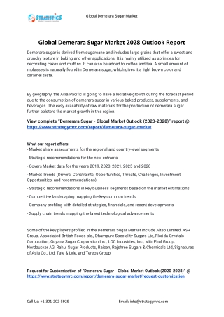 2021 Demerara Sugar industry Global Analysis Report